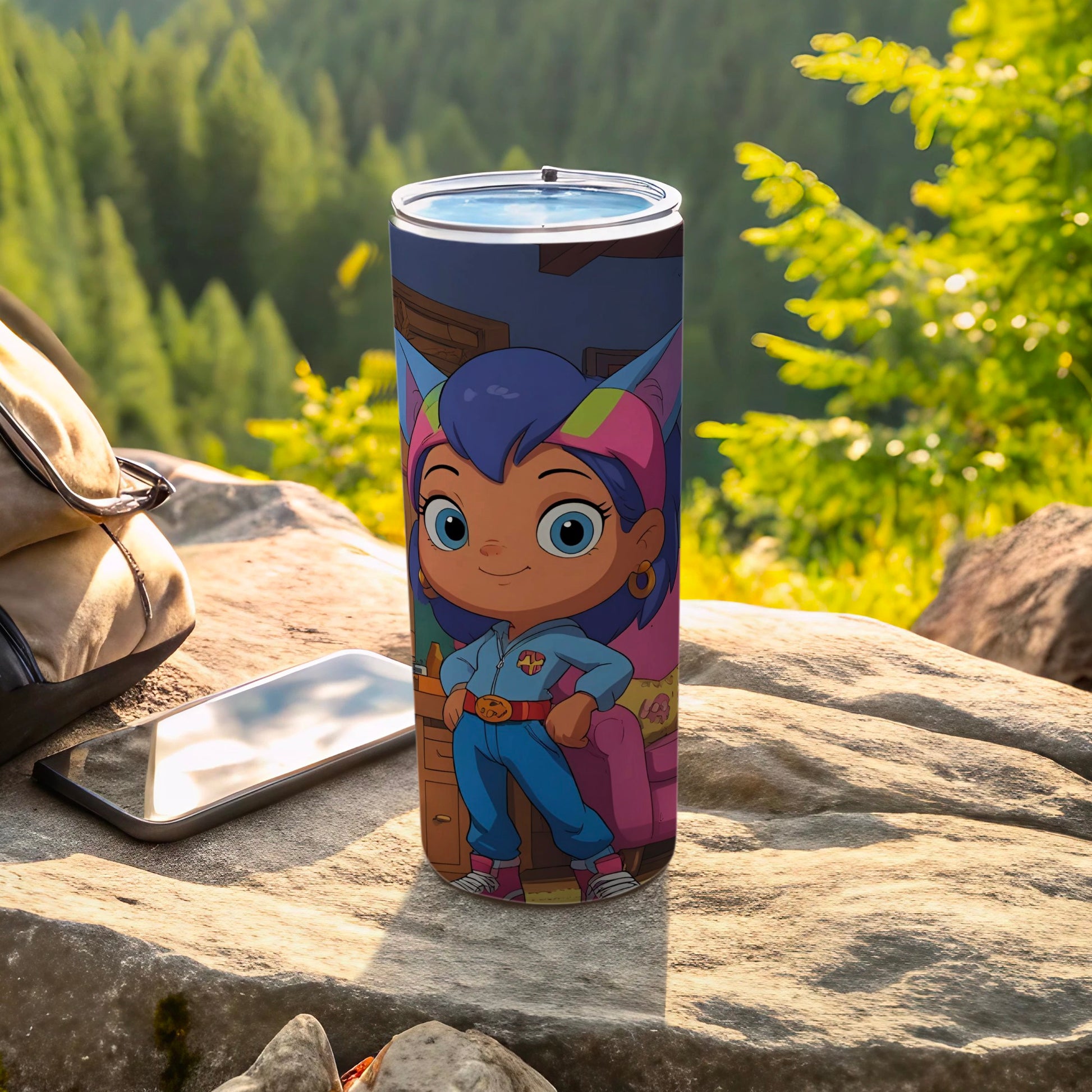 Colorful Animated Character Tumbler for Outdoor Adventures