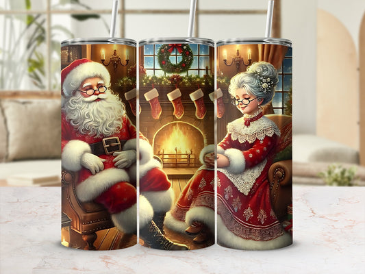 Santa and Mrs. Claus Christmas Scene Tumbler Set