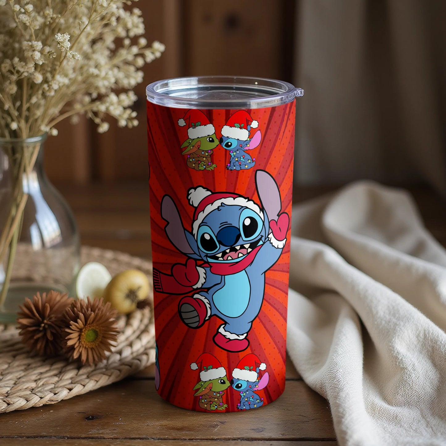 Christmas Edition Santa Stitch Themed Tumbler
