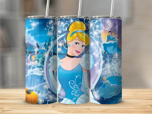Cinderella Theme Tumbler with Straw Tumblers