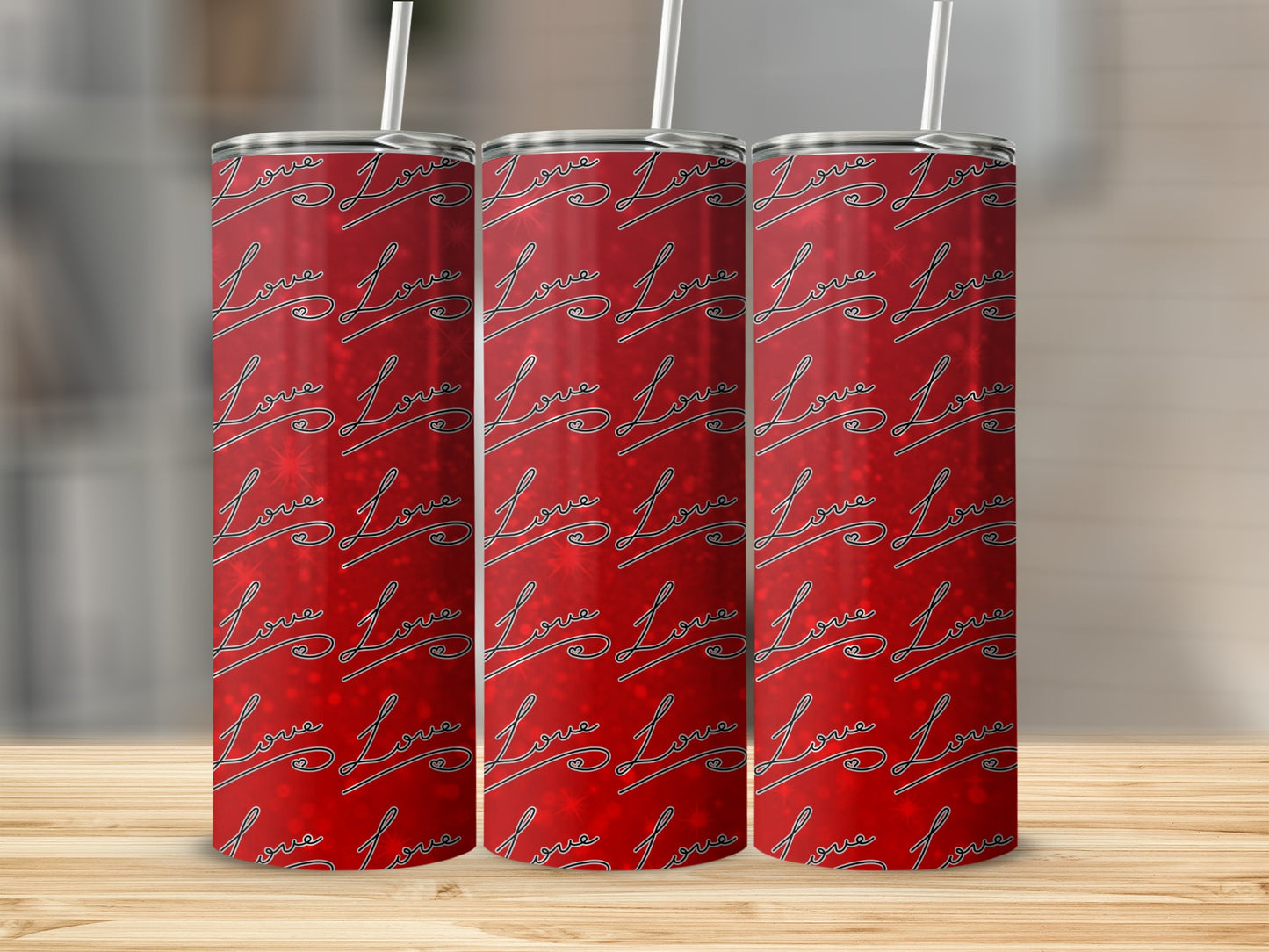 Valentine Love Script Red Tumbler for Gifts and Celebrations