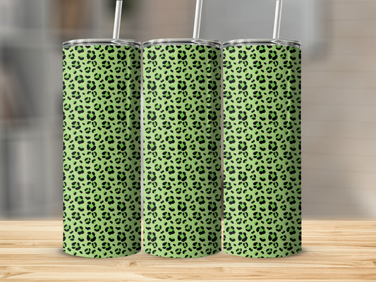 Green Leopard Print Skinny Tumbler Cups Beverage Flask