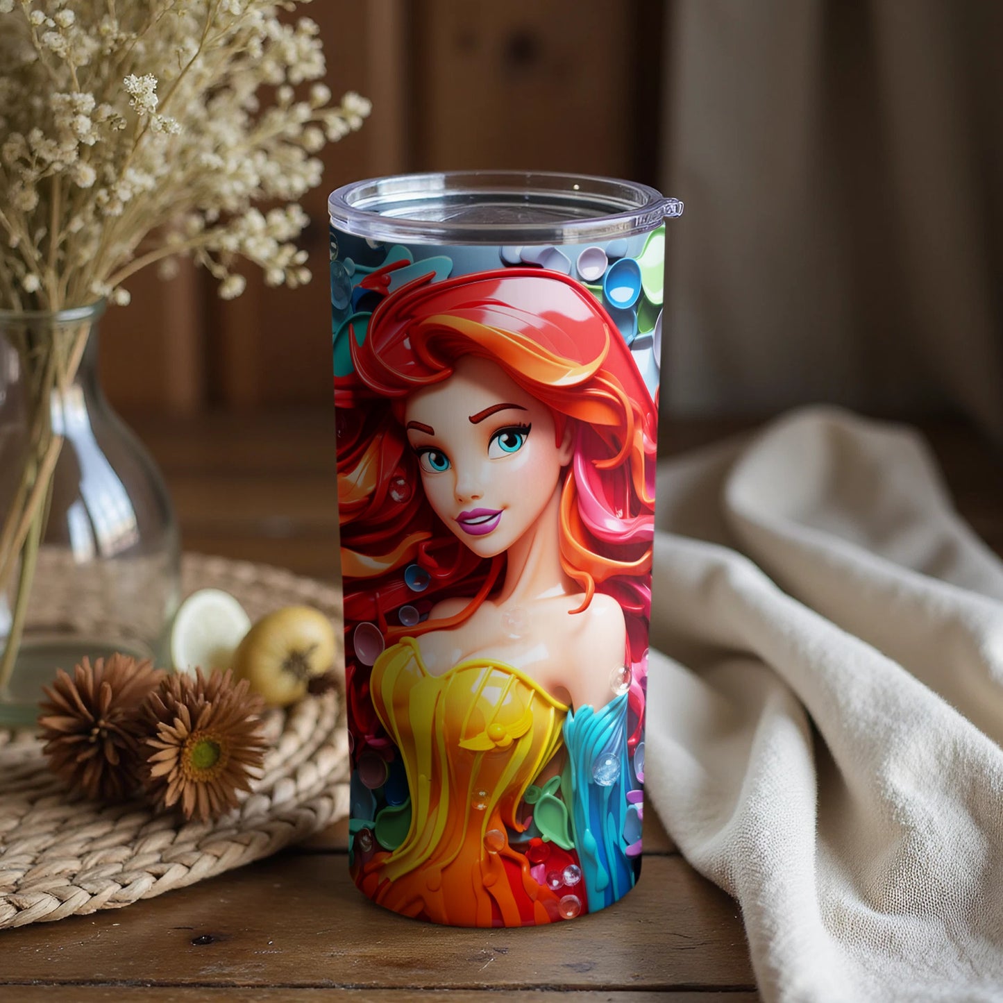 Colorful Mermaid Princess Themed Tumbler Product