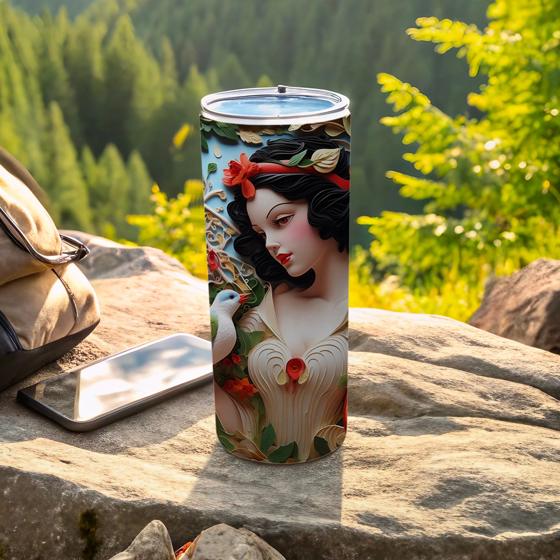 Enchanting Forest Maiden Travel Tumbler with Lid