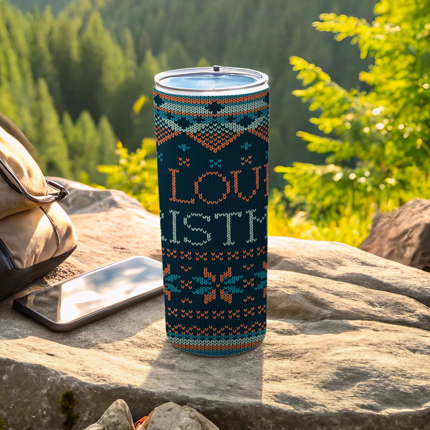 LOVE CHRISTMAS Patterned Dark Blue Tumbler product type