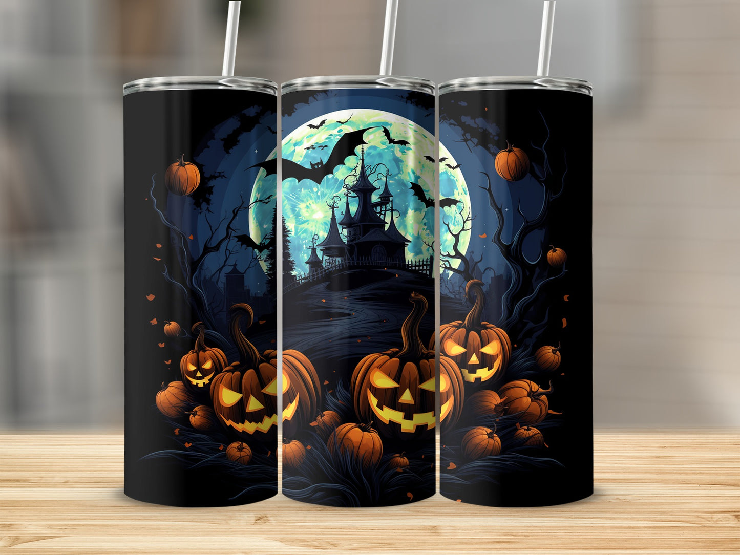 Halloween Pumpkin and Haunted House Tumbler Product