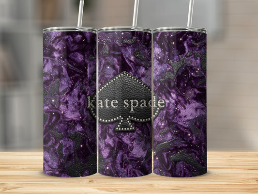 Kate Spade Inspired Spade on Purple Galaxy Swirls Tumblers