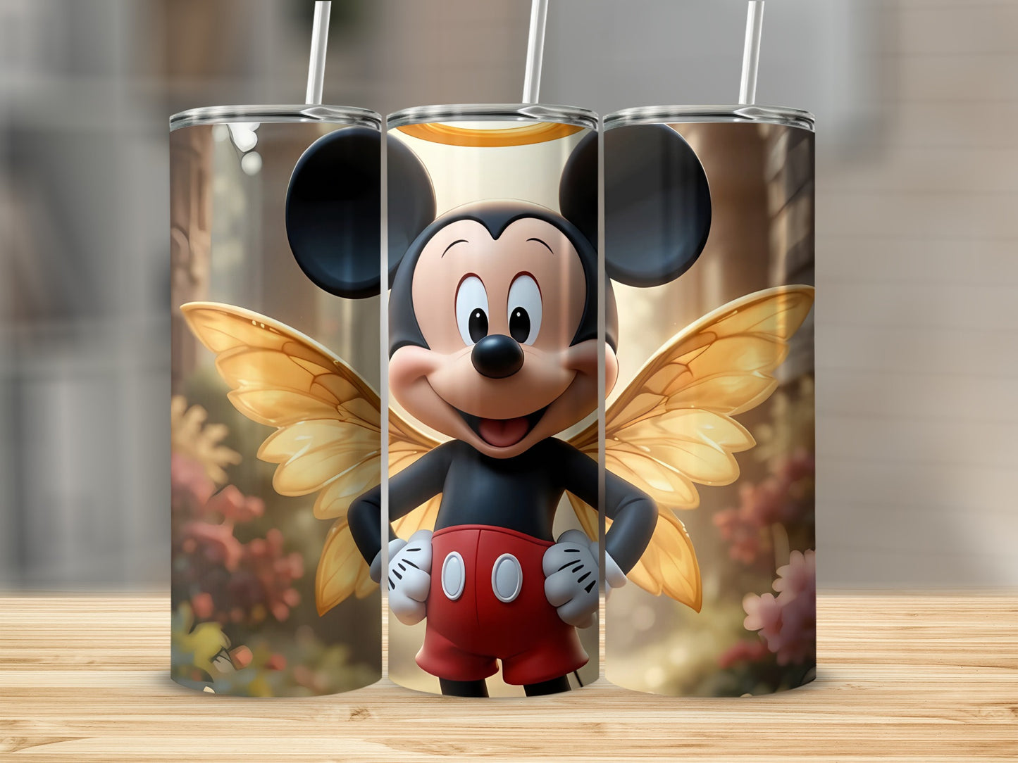 Mickey Mouse with Golden Fairy Wings Tumbler