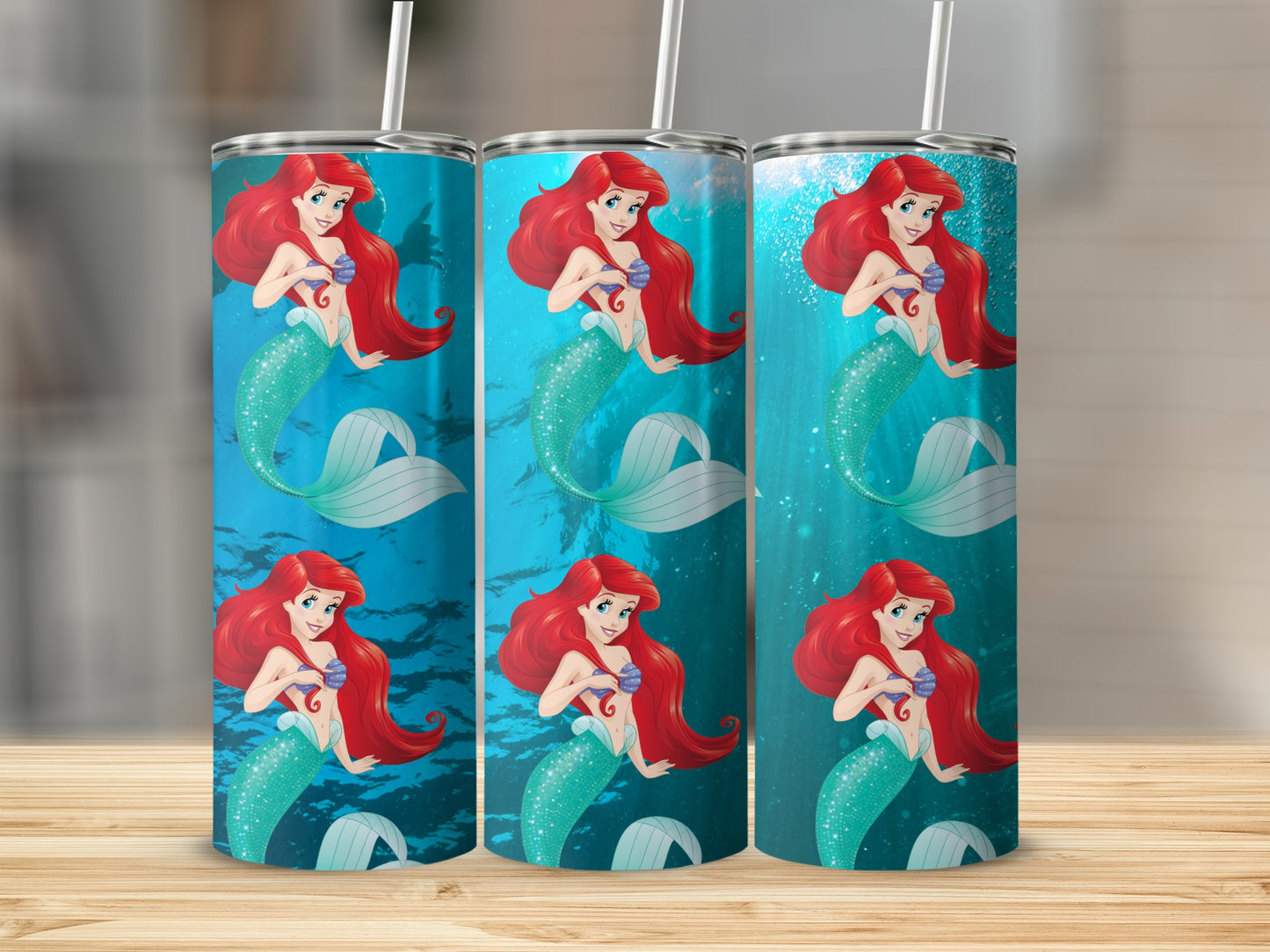Little Mermaid Themed Tall Insulated Tumbler Cups