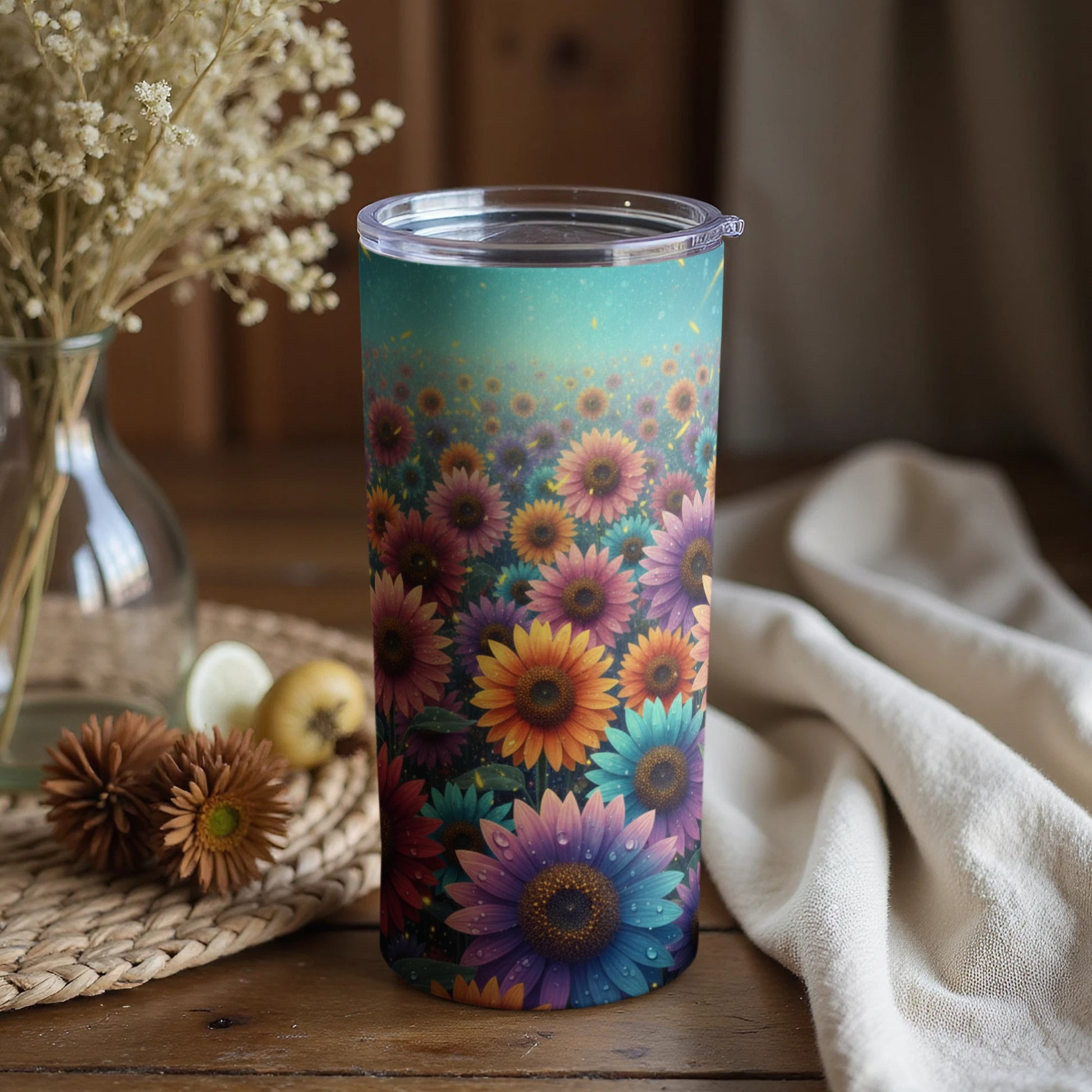Vibrant Floral Insulated Tumbler for Beverages
