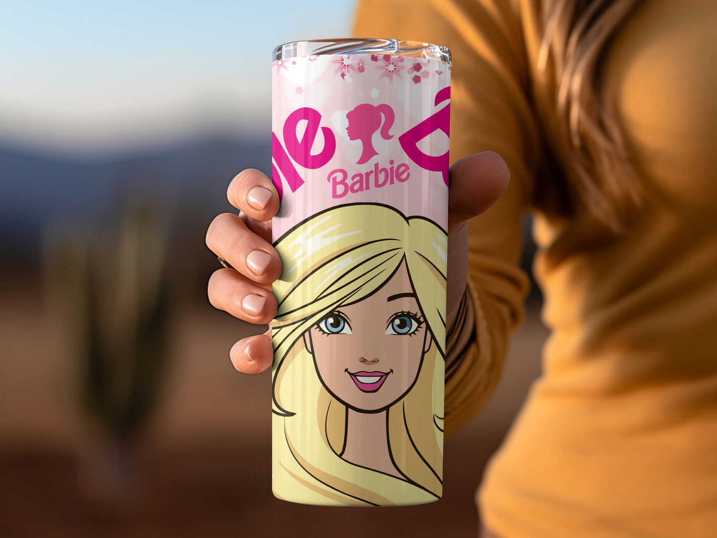 Barbie Themed Tumbler with Blonde Character Print