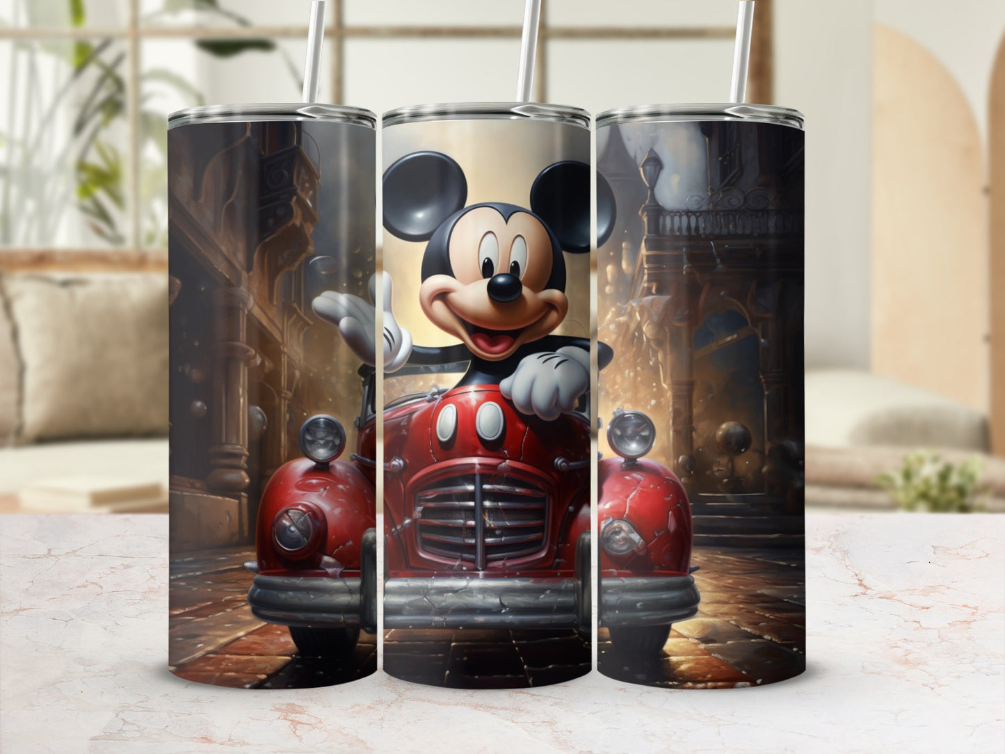 Classic Mickey Mouse Driving Red Car Tumbler
