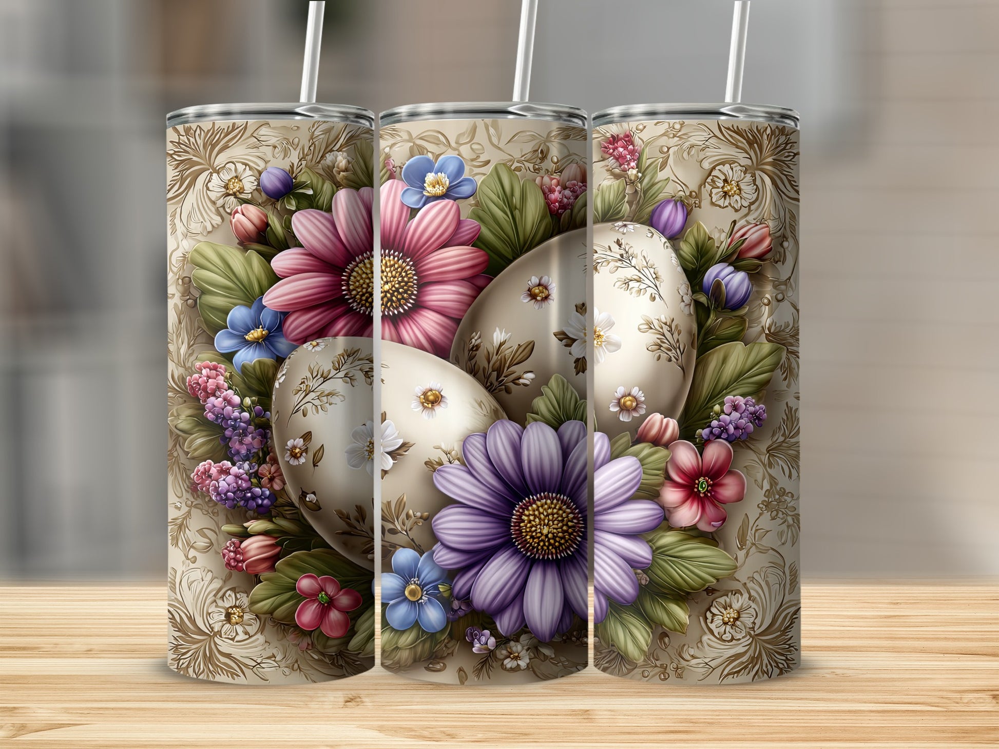 Beautiful Floral Easter Egg Design Tumbler Product