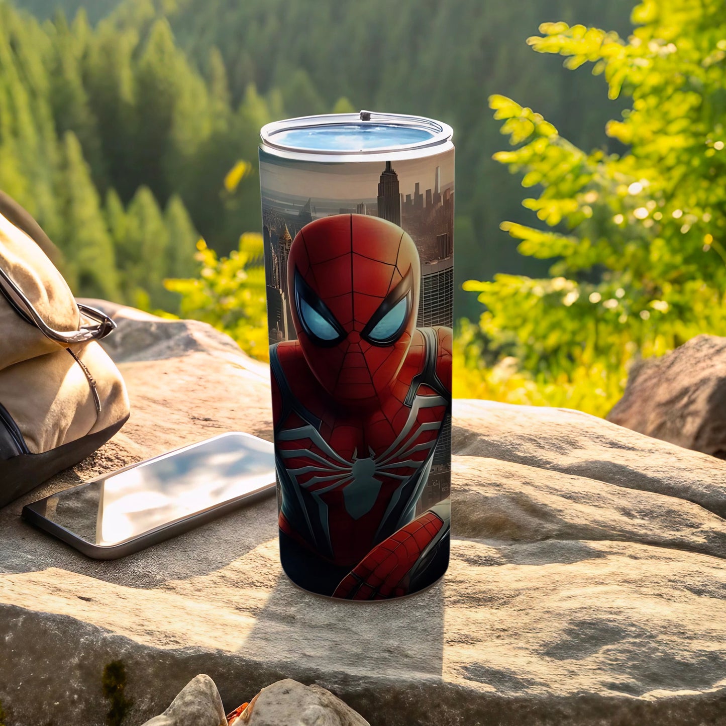 Spider-Man Travel Mug with NYC Skyline Design