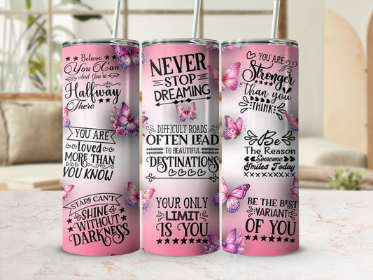 Motivational Butterfly Design Tumbler for Inspiration