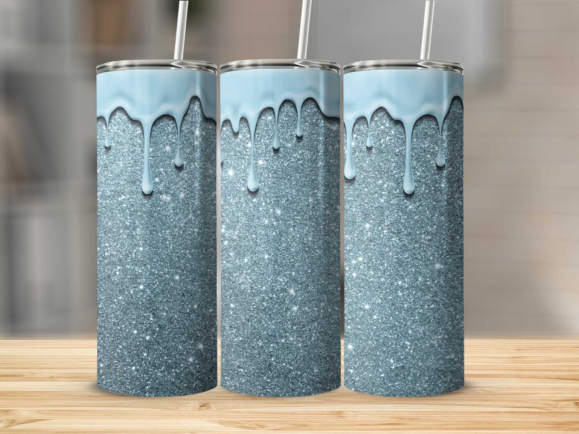 Sparkling Blue Drip Design Insulated Tumbler Product