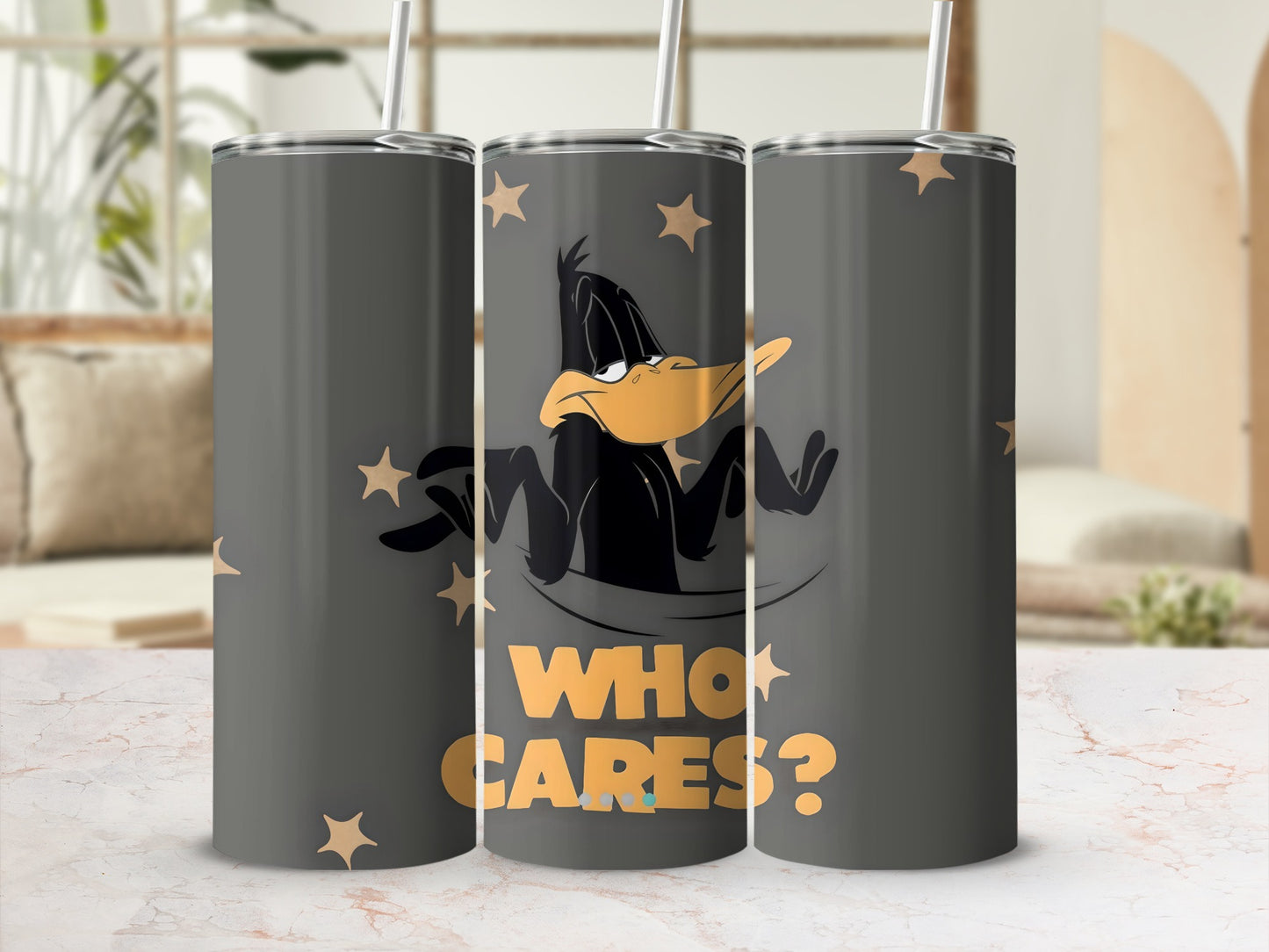 Who Cares Cartoon Character Insulated Tumbler Cup