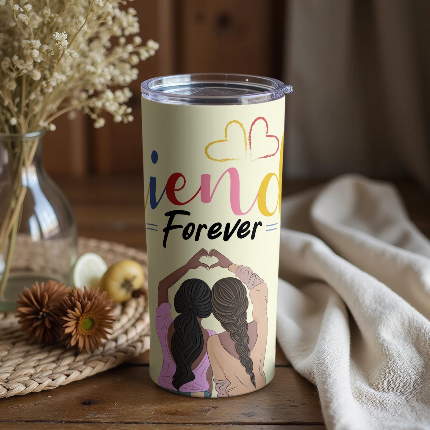 Friends Forever Tumbler for Besties with Heart Design