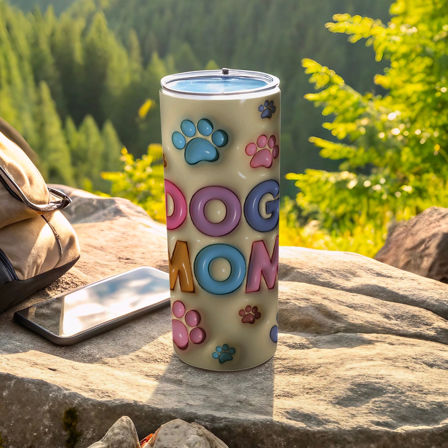 DOG MOM 3D effect paw print tumbler product type