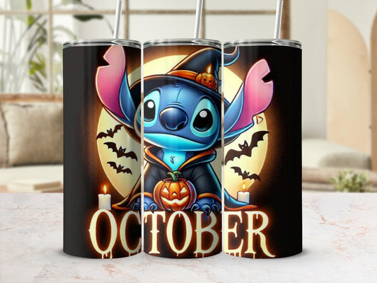 October Halloween Themed Tumblers with Cute Character