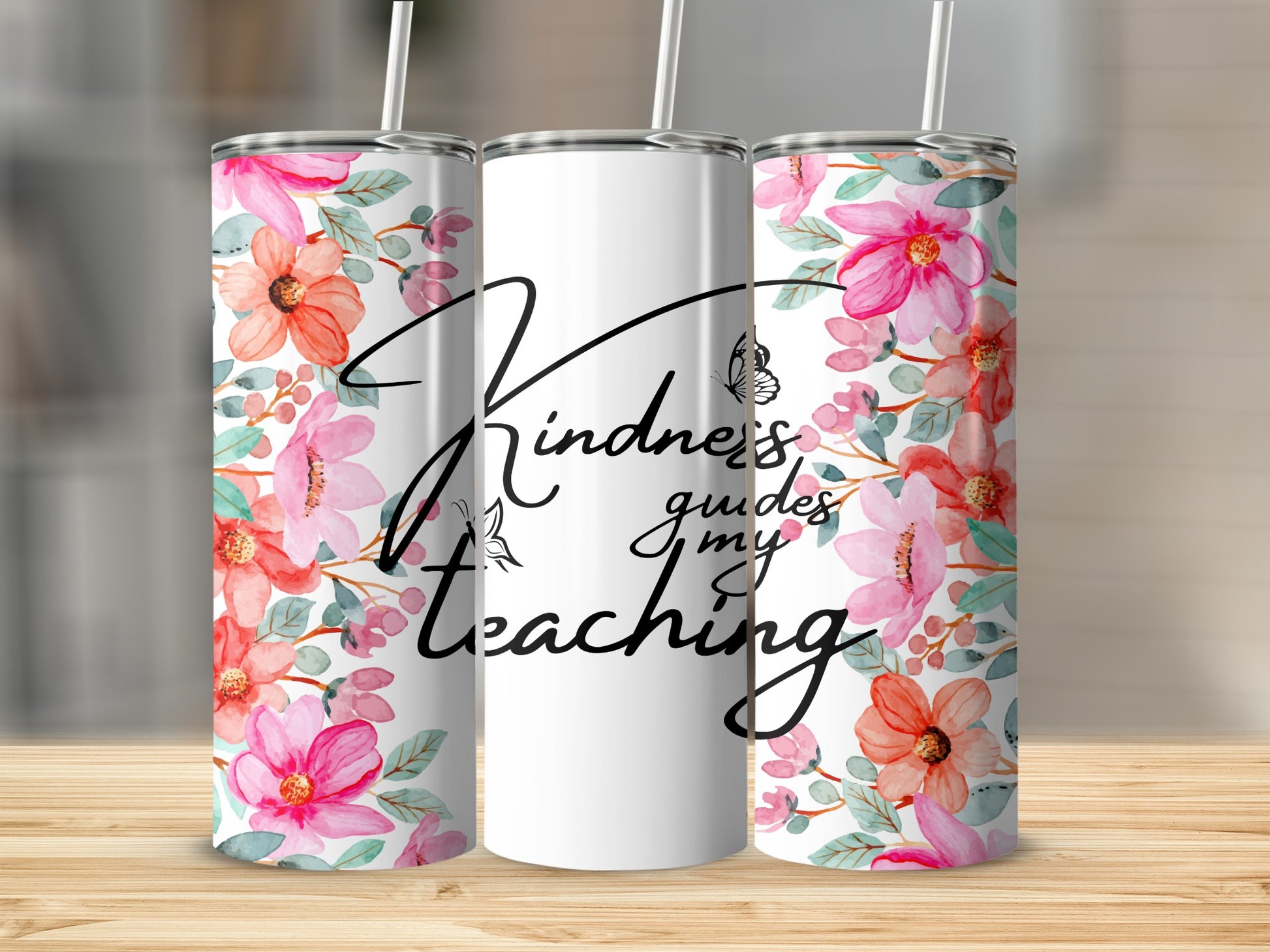 Kindness Guides My Teaching Floral Tumbler