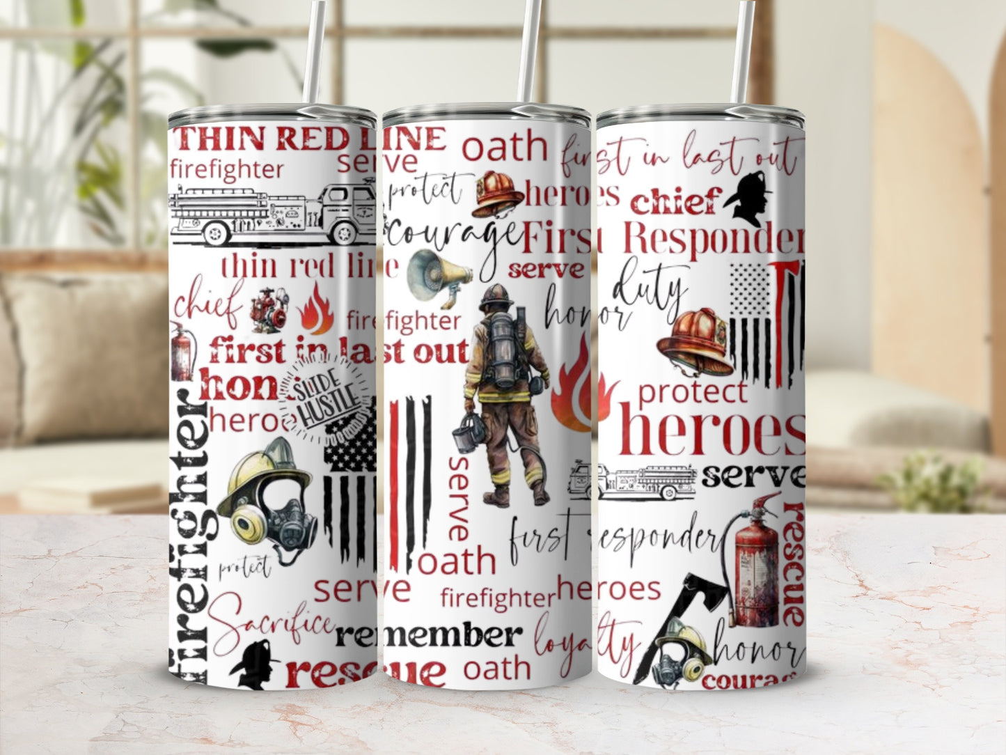 Firefighter Heroes Themed Stainless Steel Tumbler