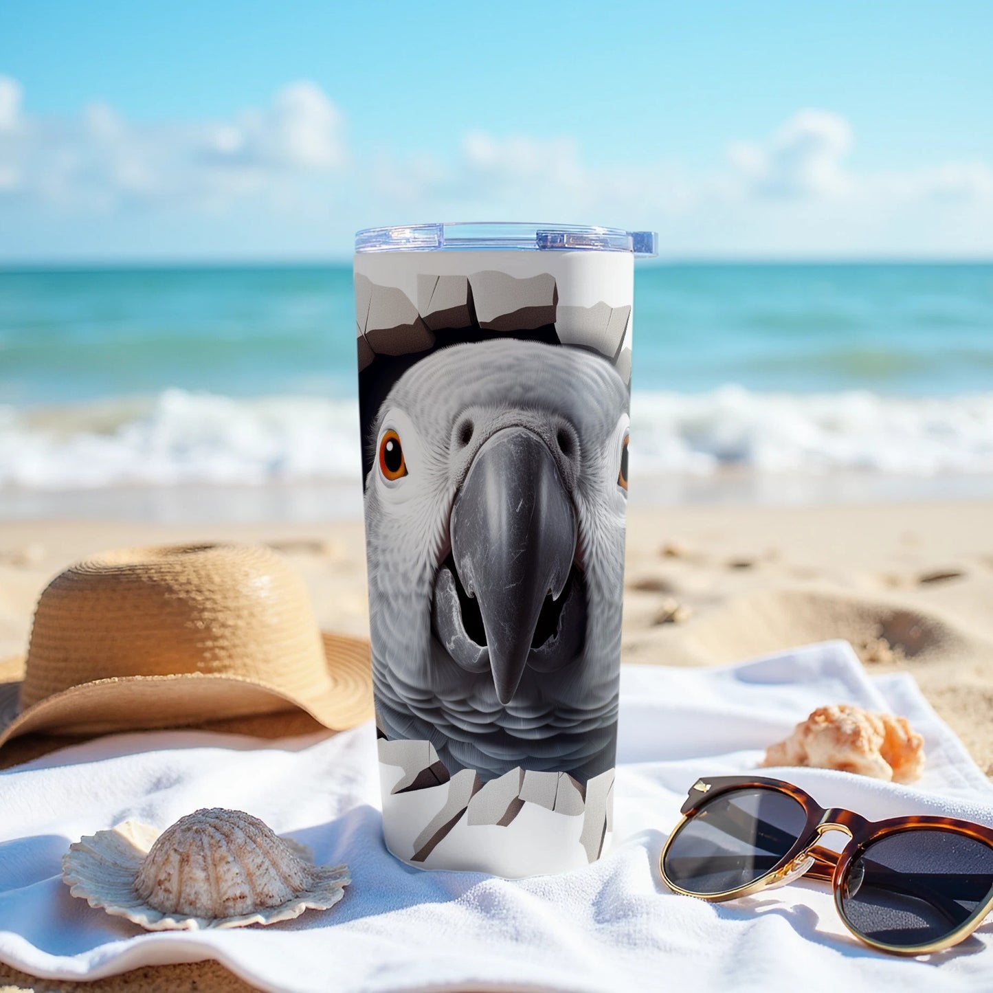 African Grey Parrot Breaks Through Design Tumbler product type