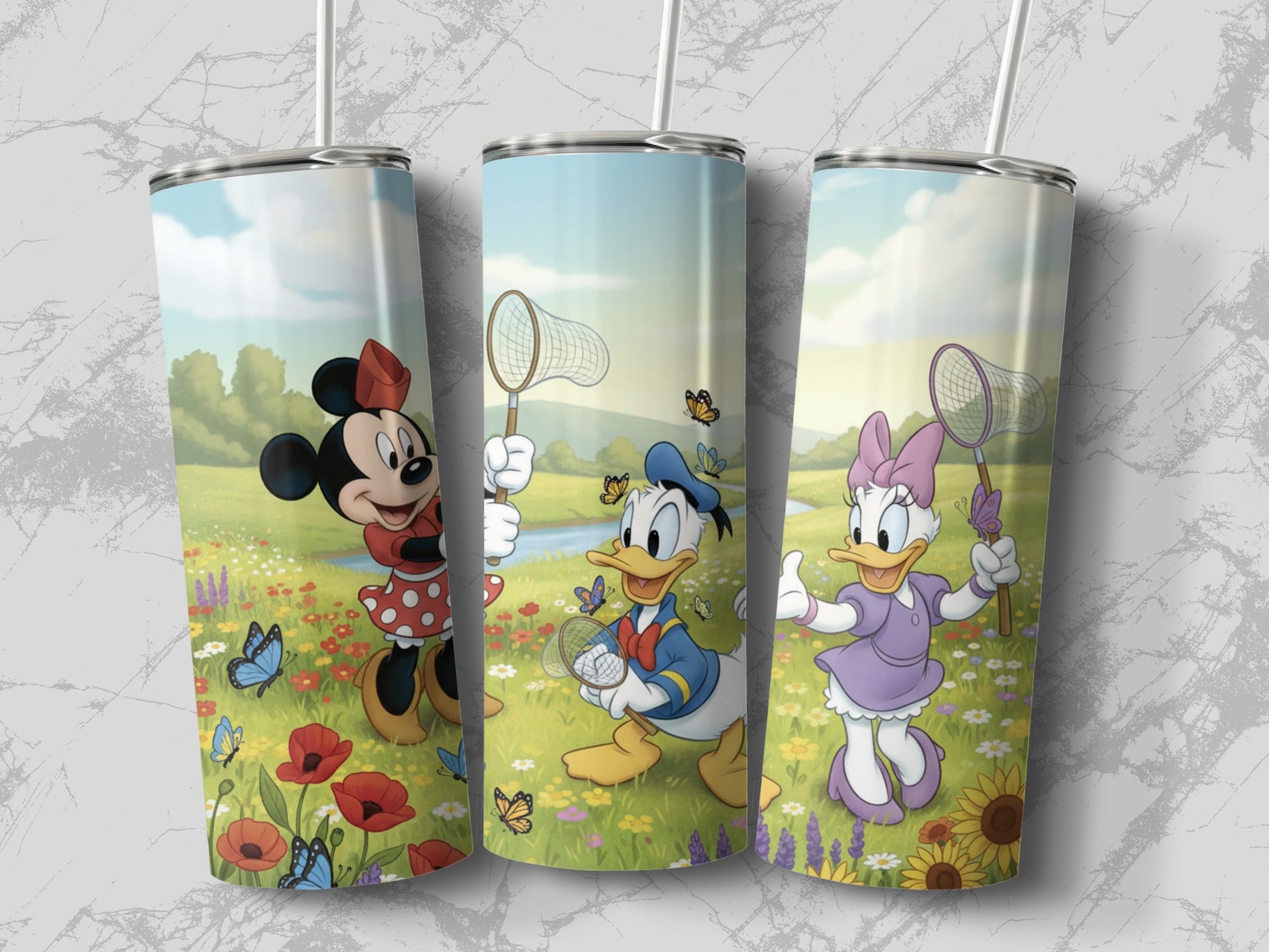 Disney Characters Nature Scene Tumbler Cup Set