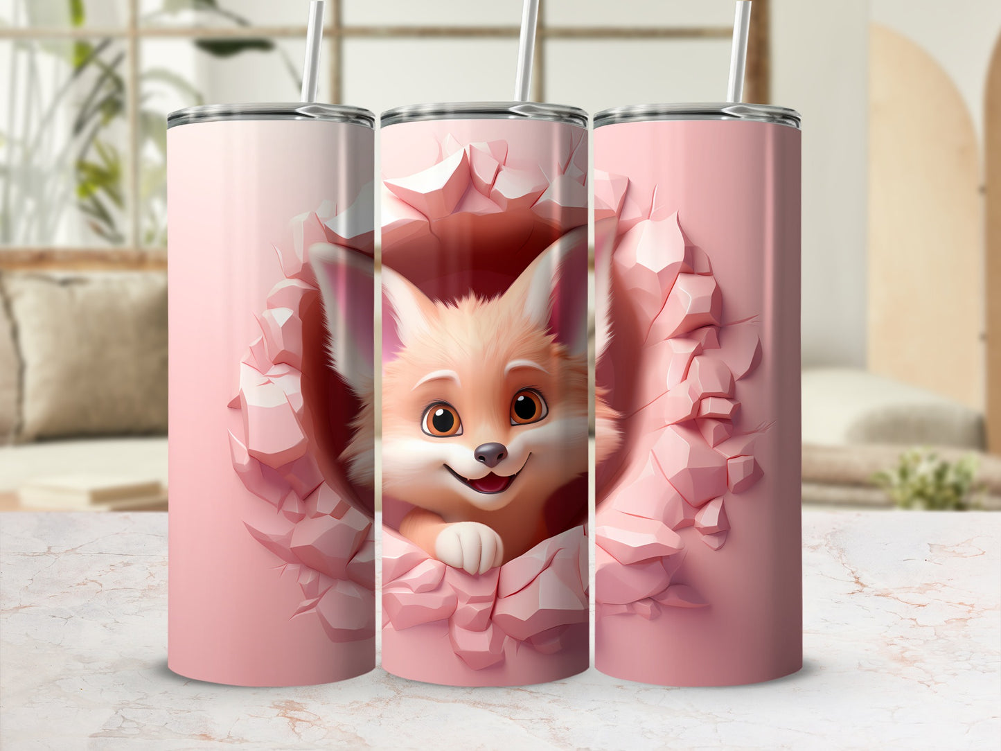 Cute Fennec Fox Peeking Through Hole Tumbler