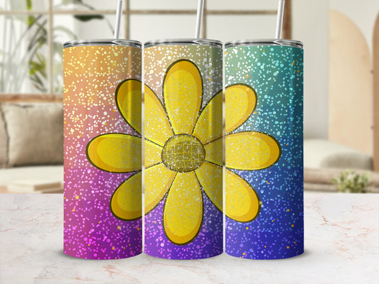 Colorful Gradient Sunflower with Glitter Tumbler Product