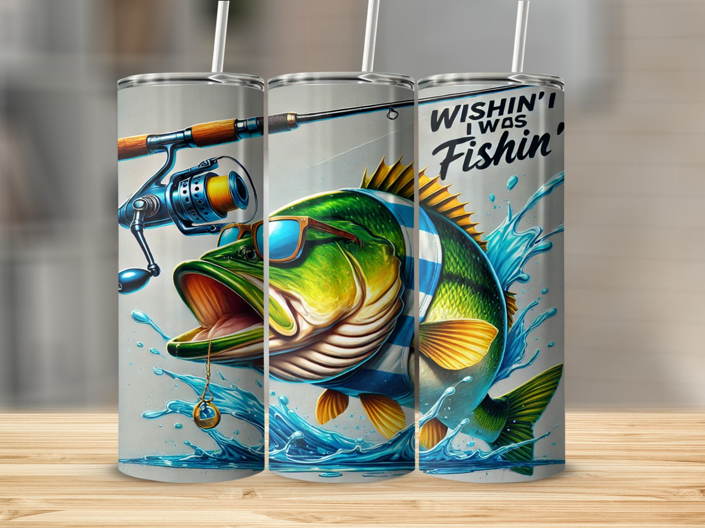 Wishin' I Was Fishin' Colorful Fishing Tumbler