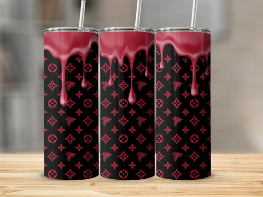 Red Dripping With Patterned Background Falcons Tumblers
