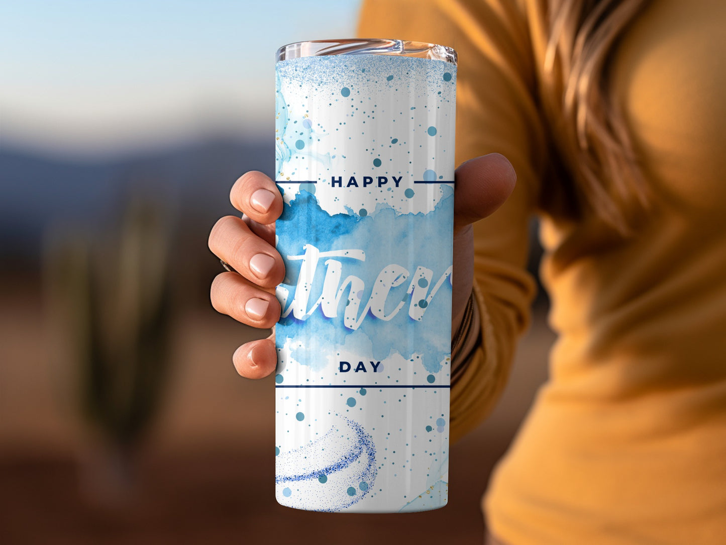 Happy Father's Day Celebration Blue White Tumbler
