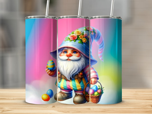 Colorful Easter Gnome with Eggs Sublimation Tumbler