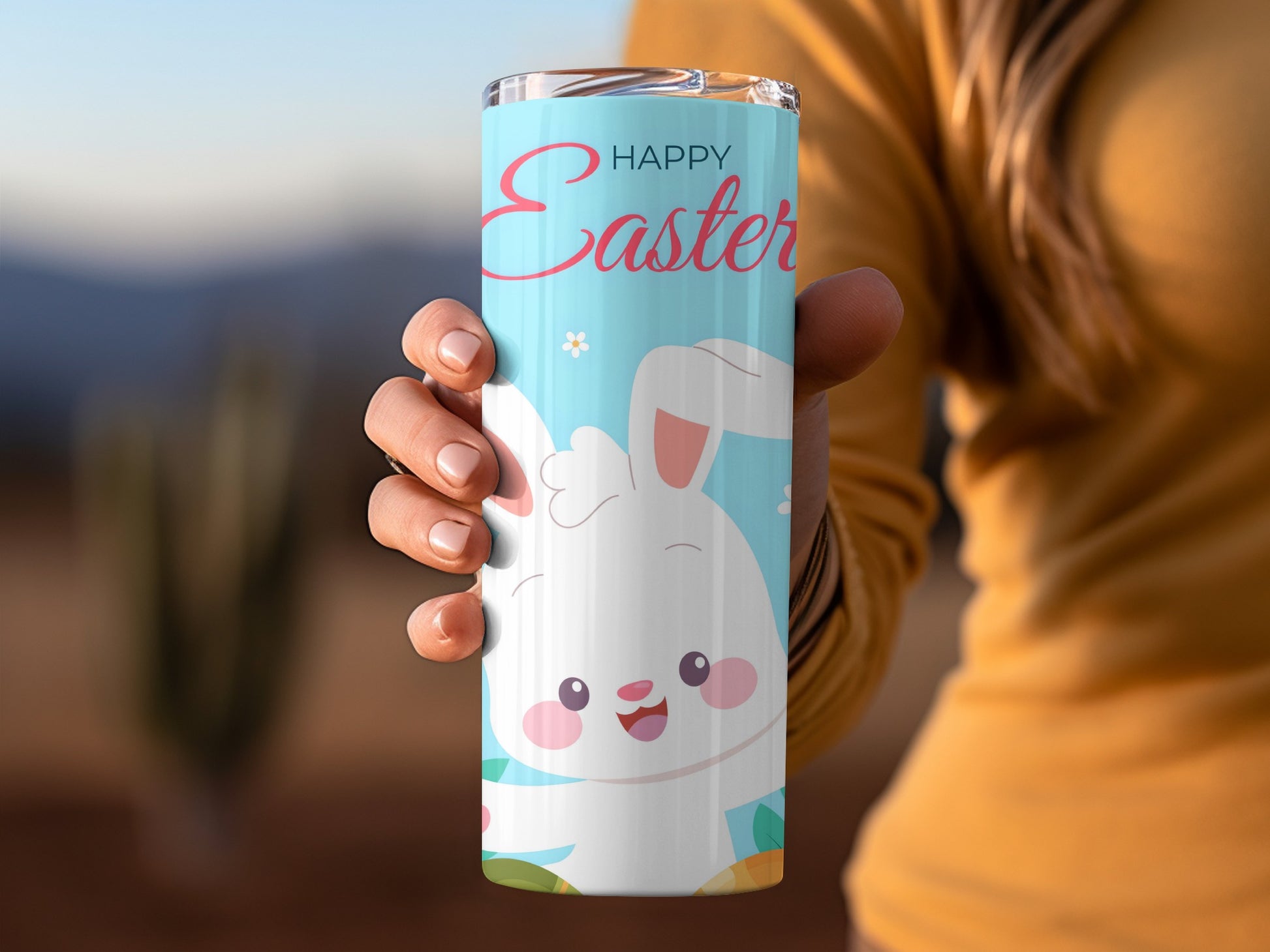 Happy Easter Bunny Design Insulated Tumbler Cup