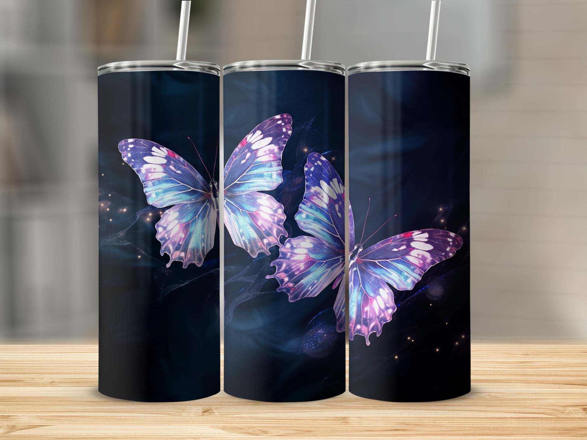 Enchanted Glowing Blue Purple Butterfly Dark Tumbler product type