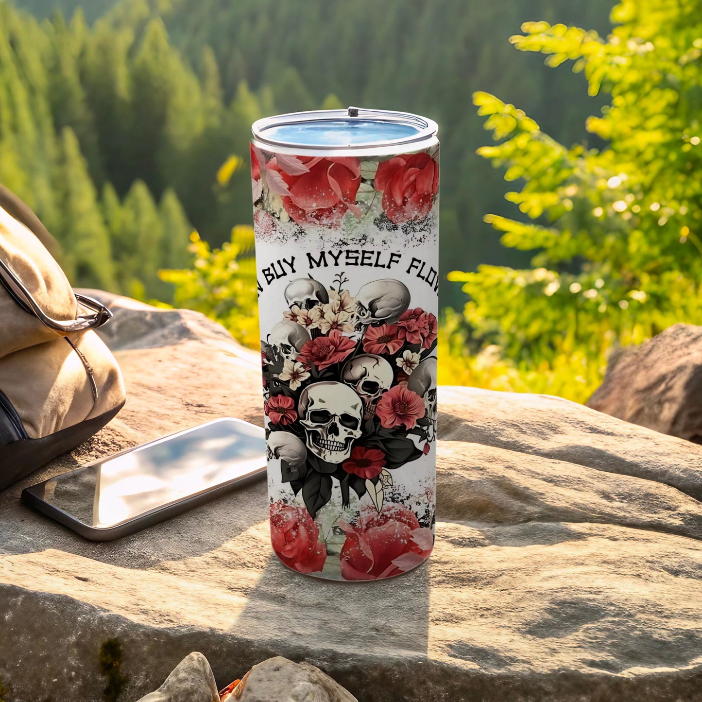 Buy Myself Flowers Skull Design Tumbler