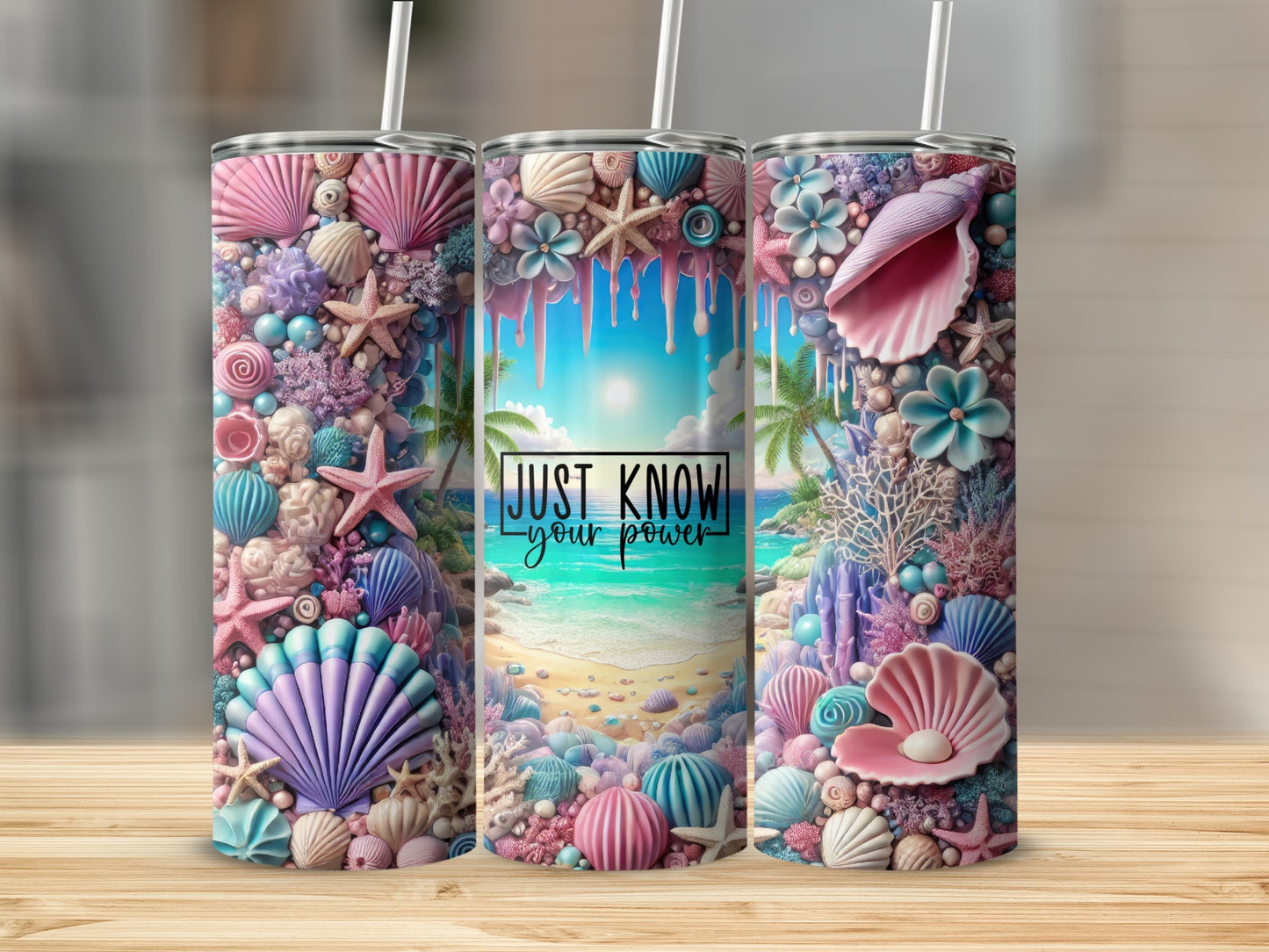 Just Know Your Power Colorful Ocean Theme Tumbler