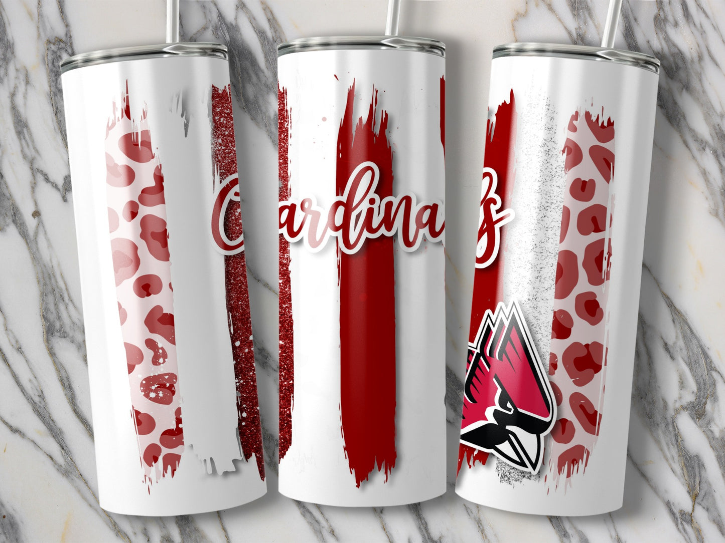 Cardinals Leopard Stripes Design For Sports Fans Tumblers