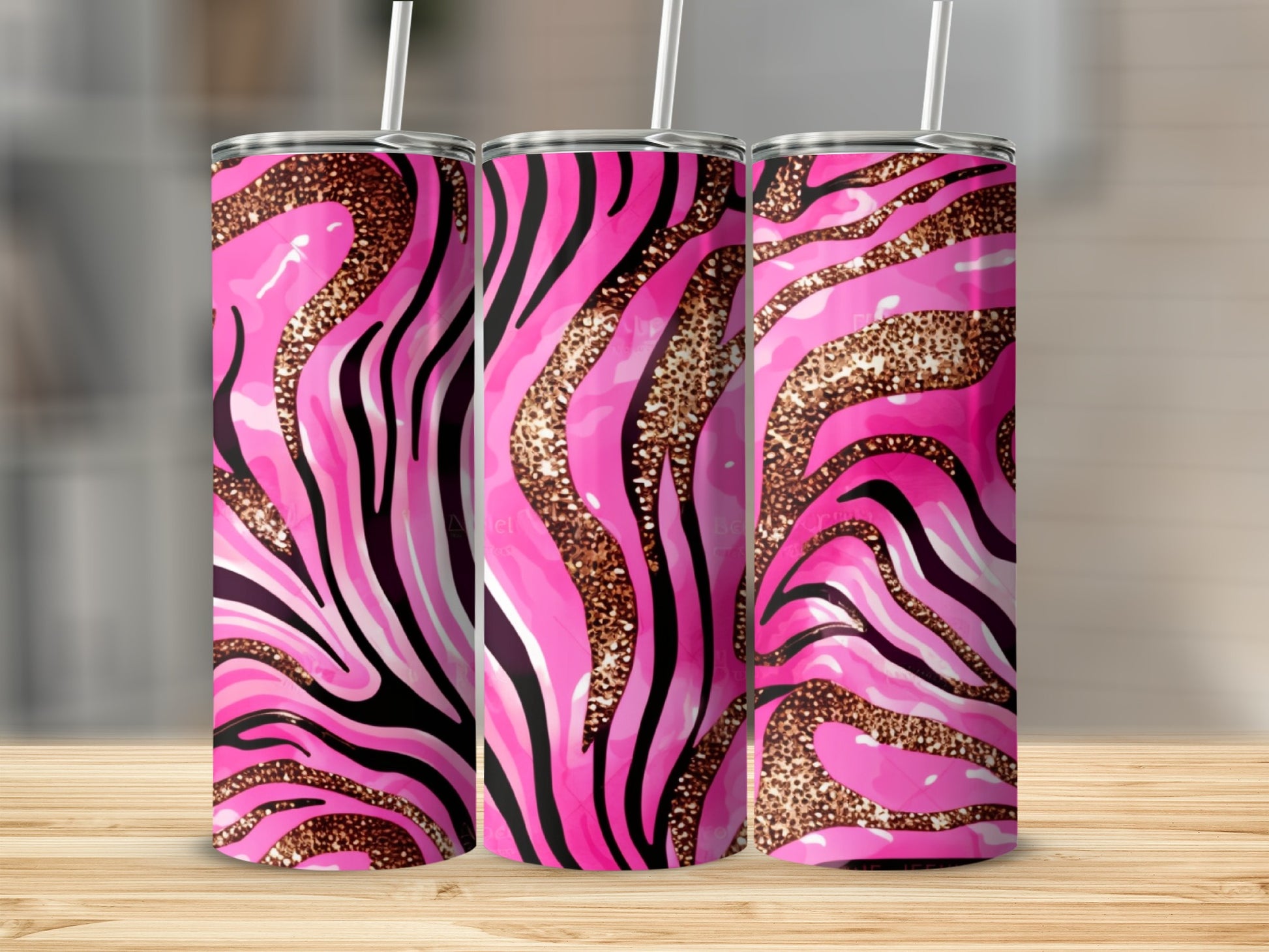 Hot Pink Glitter Zebra Print Design Tumbler product type