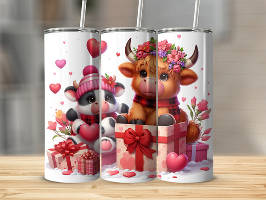 Cute Animal Valentine's Tumblers With Heart Decorations