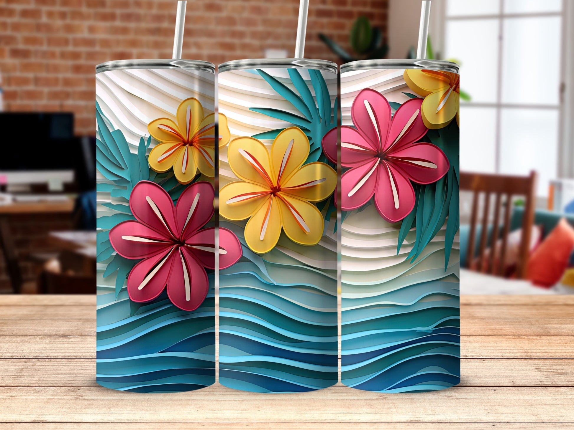 Tropical Floral Design Tall Insulated Tumblers