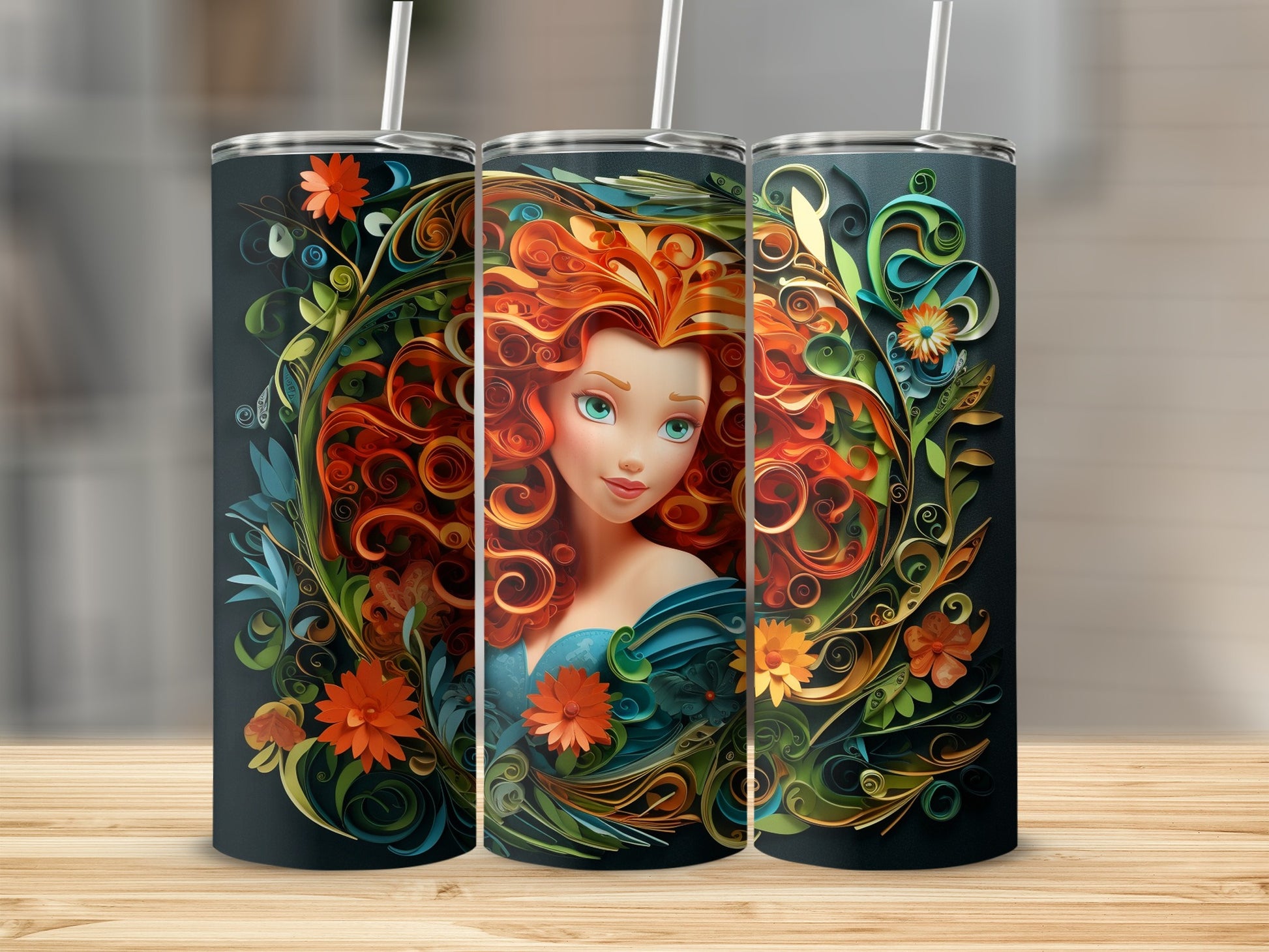 Enchanting Girl with Red Hair Colorful Tumbler