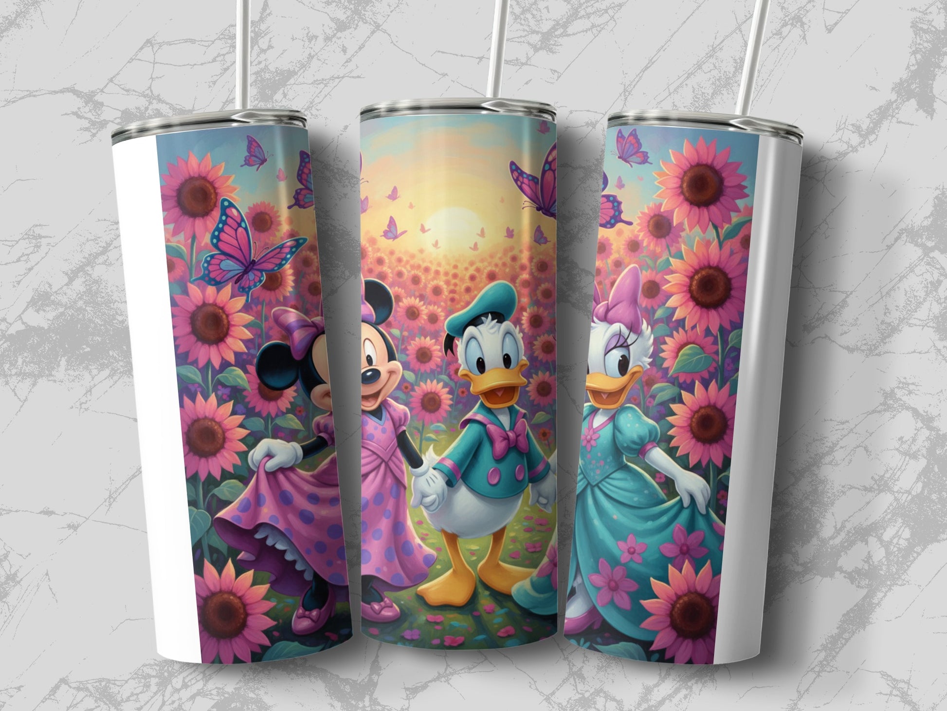 Mickey and Friends Floral Theme Tumbler Cup