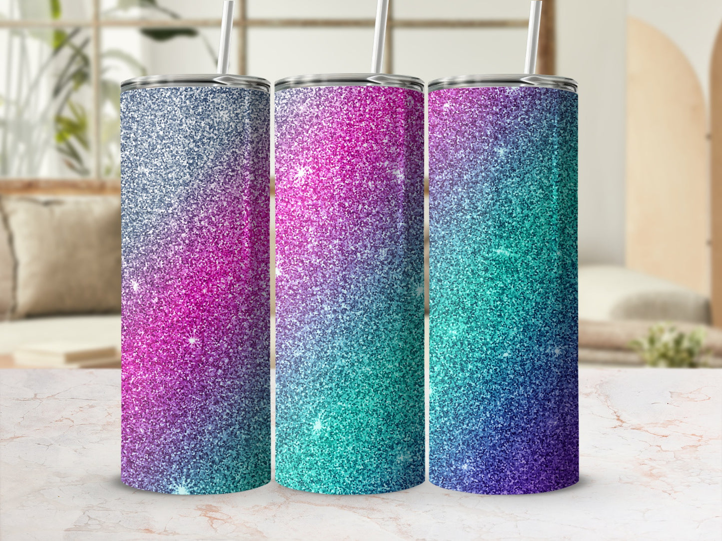 Shimmer Ombre Glitter Pink Blue Teal Purple Gradient Tumbler product type