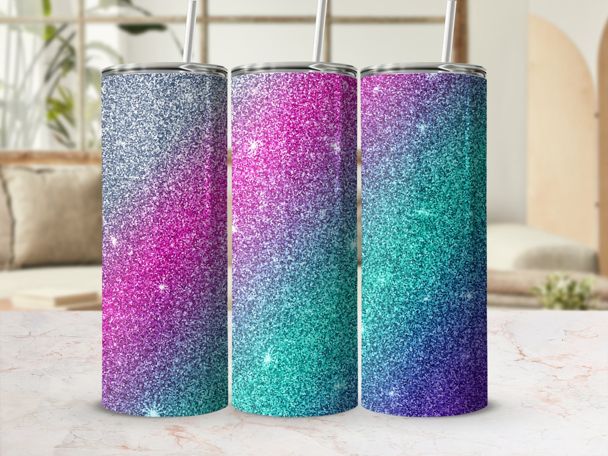 Shimmer Ombre Glitter Pink Blue Teal Purple Gradient Tumbler product type