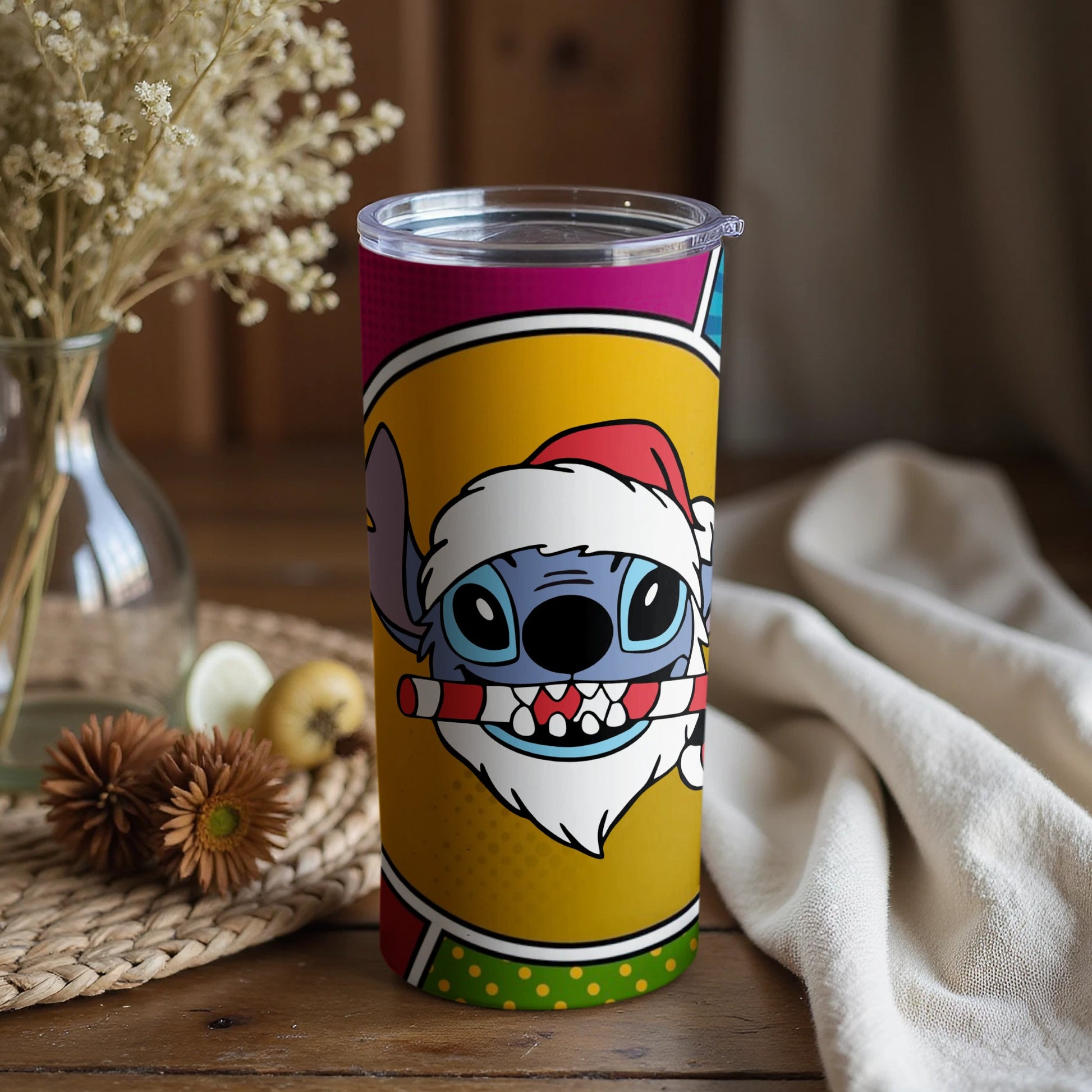 Adorable Santa Blue Alien Character Tumbler