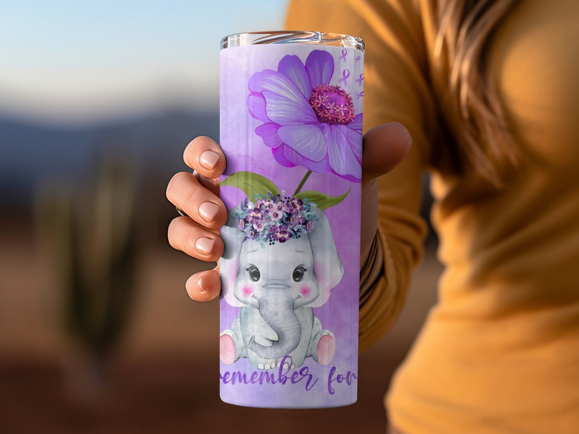 Cute Elephant and Flower Design Tumbler for Kids