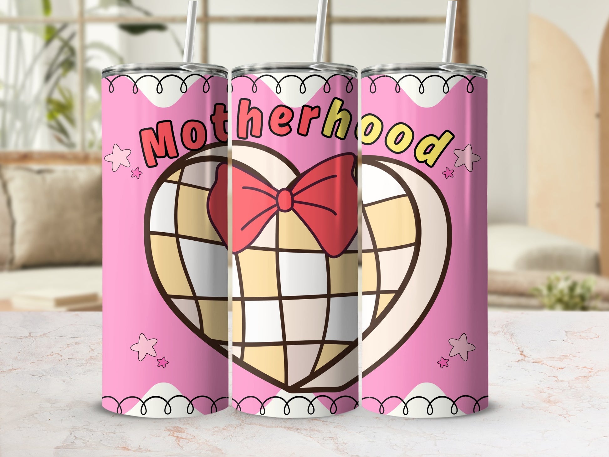 Cute Heart and Bow Design Motherhood Tumbler