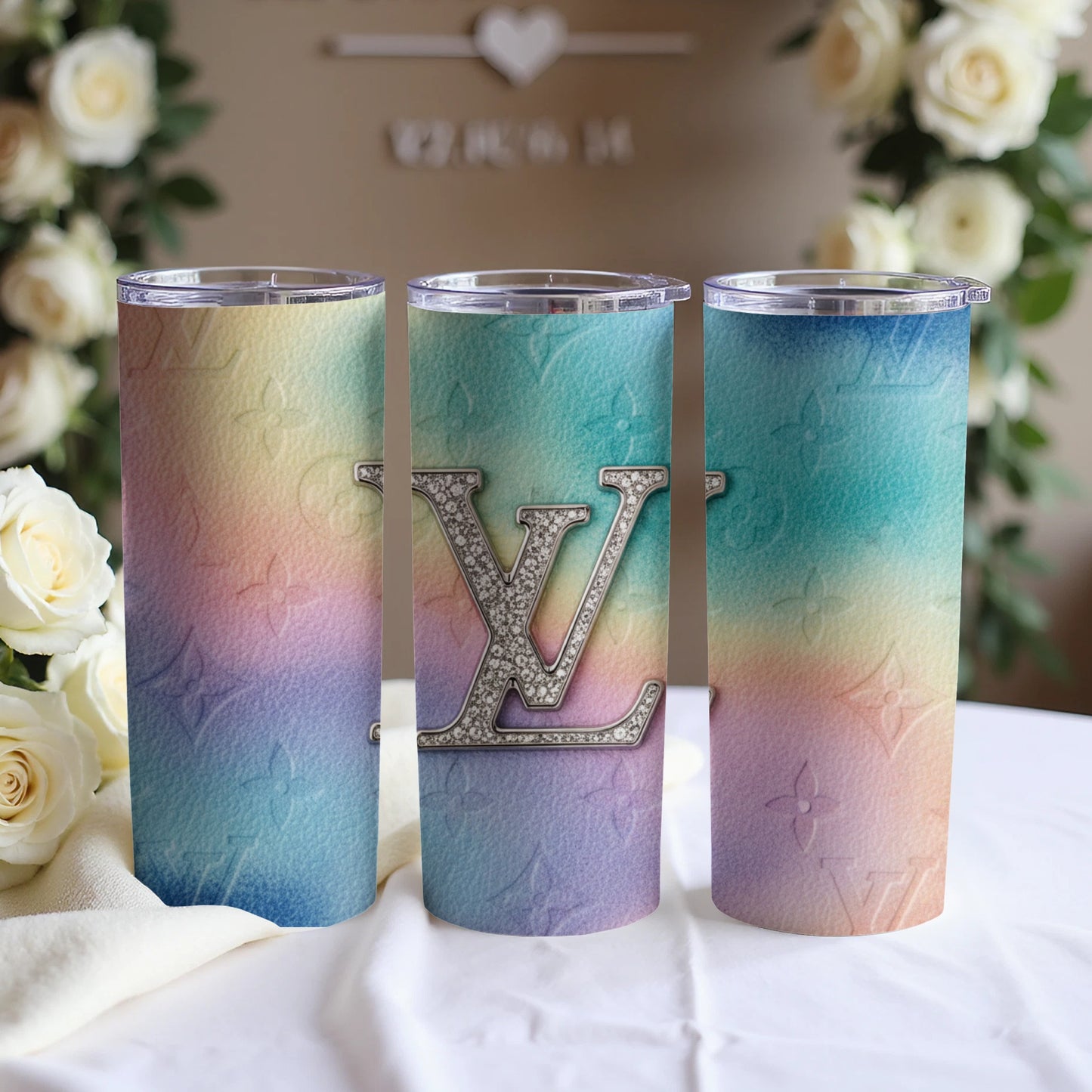 Colorful Gradient Tumbler with Large Initials Design
